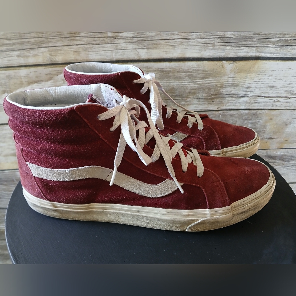 Vans Sk8-Hi Unisex Casual High-Top Skate Shoes, burgundy, men's 13